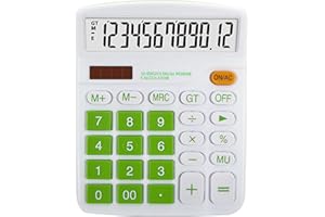 Meichoon Calculator Desktop Solar Battery Dual Power 12 Digit Large LCD Display Financial Dedicated Large Standard Function Desktop Business for Office/Home/School KA08 Green