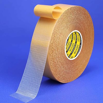 MILEQEE Double Sided Tape 1 Roll 1.18in x 66ft Fiberglass Mesh Heavy Duty