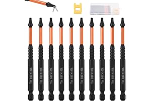 SPEEDWOX 10 Pcs Square Drive Bits Set 4" Long Premium TS2 Alloy Steel Magnetic Impact Bits with 1/4" Hex Shank Magnetic Screw