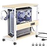 Height Adjustable Computer Tower Stand with Charge