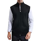 LemonGirl Men's Slim Full Zip Sleeveless Vest Cardigan Sweater
