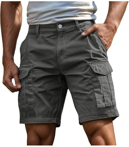 Men's Cargo Shorts 5 Inch Relaxed Fit Button-Fly Quick Dry Stretch