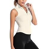 Hvewarm Women Summer Lightweight Cropped Athletic Zip Up Sleeveless Jackets Workout Gym Seamless Vests