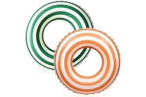 YUOKWER 30 inch Inflatable Pool Floats for Adults- 2 Pack Striped Floaties Pool Tubes Swim Rings Inflatable Pool Float for Swimming Pool Party Lake Beach Adults