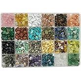 Gemstone Chips Beads DIY Jewelry Making, Healing Engry Crystals Polishing Crushed Irregular Shaped Beads with Box(24 Colors-2)