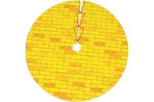 LUMANSITTER Gold Yellow Brick Funny 36 Inch Christmas Tree Skirt Carpet Mat Funny Party Decor Supplies for Xmas Halloween Decorations Occasion Ornament