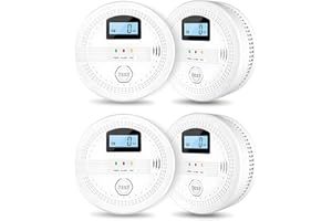VKDEMER 4 Packs Smoke and Carbon Monoxide Detectors, 2 in 1 CO & Smoke Fire Alarm for Home,Smoke Combination CO Alarm with LCD Display,Replaceable Battery Operated, Easy to Install