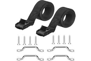 Rustark 14Pcs 2 Sets Battery Tie Down Strap Kit with Stainless Steel Cam Buckle, Stainless Steel Bracket and SS Screws for RV