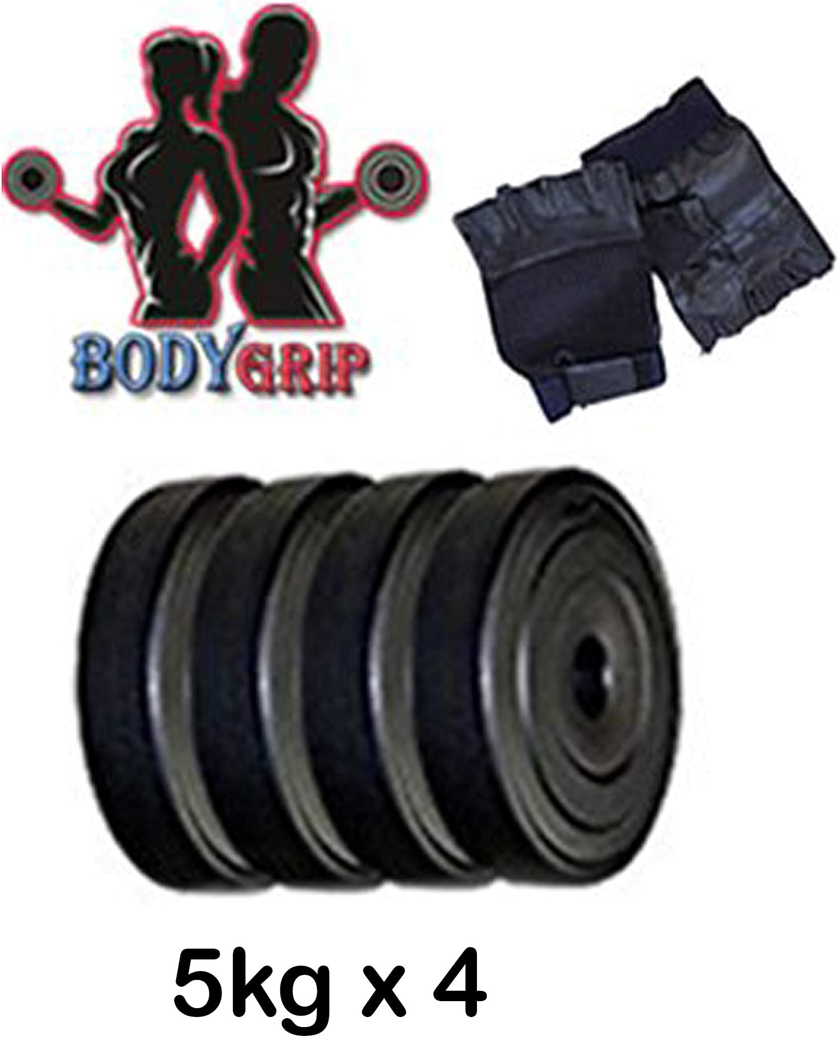BODYGRIP20 kg Vinyl Plates for Home Gym with Gloves