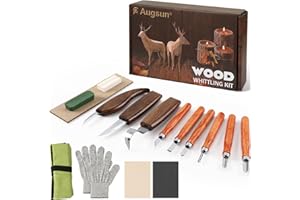 AUGSUN Wood Carving Kit, 17 Pack Wood Whittling Kit Hand Carving Knife Tools Set for DIY Sculpture Carpenter Experts & Beginn