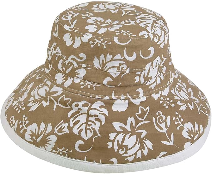 white floral bucket hat