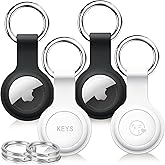 4 Pack Air-tag Keychain Holder for Apple Airtag, Anti Scratch Air-tag Holders Silicone Case with Carabiner, Shockproof Key Ri