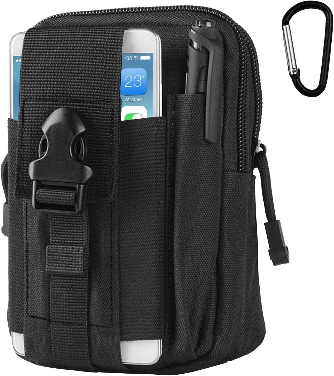 Lotisie Tactical Waist Bags Universal Outdoor Waist Pack Molle EDC Pouch Outdoor Hook Utility Gadget Waist Bag Pack with Cell Phone Holster for Sports Hiking