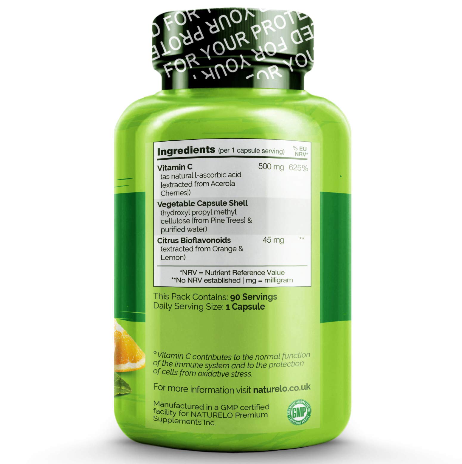 NATURELO Vitamin C with Organic Acerola Cherry and Natural Citrus