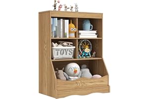 IFANNY Toy Storage Organizer, Kids Bookshelf with 5 Cubbies & Footboard, Nursery Book Shelves, Playroom Organization and Stor