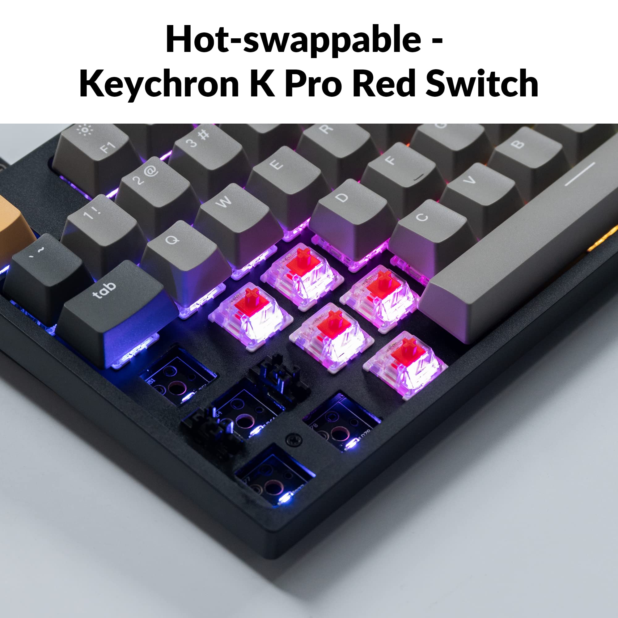 Keychron C1 Pro Custom Wired Mechanical Keyboard, TKL Layout RGB QMK/VIA Programmable Macro with Hot-swappable K Pro Red Switch OEM Profile Double-Shot PBT Keycaps Compatible for Mac Windows Linux