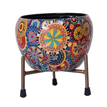 CINAGRO Leaf Design Plant Pot with Iron Stand - Durable, Rust Free, Suitable for Indoor, Outdoor Plants