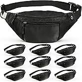 10PCS Crossbody Fanny Pack Large Capacity Waist Bag with 4-Zipper Pockets Adjustable Strap Fanny Packs Waterproof Oxford Cloth Travel Belt Bag for Outdoor Shopping Travel Men Women,Black