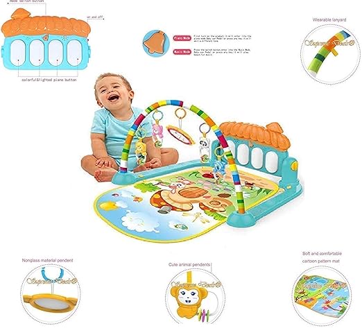 Sky Tech Latest Babys Piano Gym Kick and Play Multi-Function ABS High Grade Plastic Piano Baby Gym and Fitness Rack with Hanging Rattles, Music & Light.(up to 2 Year)