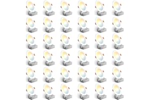 Amico 36 Pack 6 Inch 5CCT Ultra-Thin LED Recessed Ceiling Light with Junction Box, 2700K/3000K/3500K/4000K/5000K Selectable, 12W Eqv 110W, Dimmable Can-Killer Downlight, 1050LM Brightness - ETL&FCC