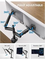 HUANUO Taller Dual Monitor Stand Long Arms 13-32 inch VESA 75 100 view 4