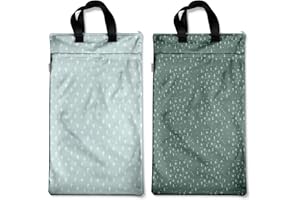 Mama Koala Reusable Hanging Wet Dry Bags for Baby Items, Cloth Diapers, Swimsuits, Travel, Gym Clothes, Beach, Pump Parts, Toiletries, Two Zippered Pockets, 2 Pack (W005L)