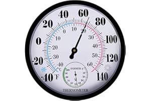CHIVENIDO Indoor Outdoor Thermometers Hygrometer - 10 Inch Outdoor Thermometer for Patio, No Battery Needed Large Outside Thermometer Wireless, OutsideThermometers Large Numbers, Wall Hygrometer