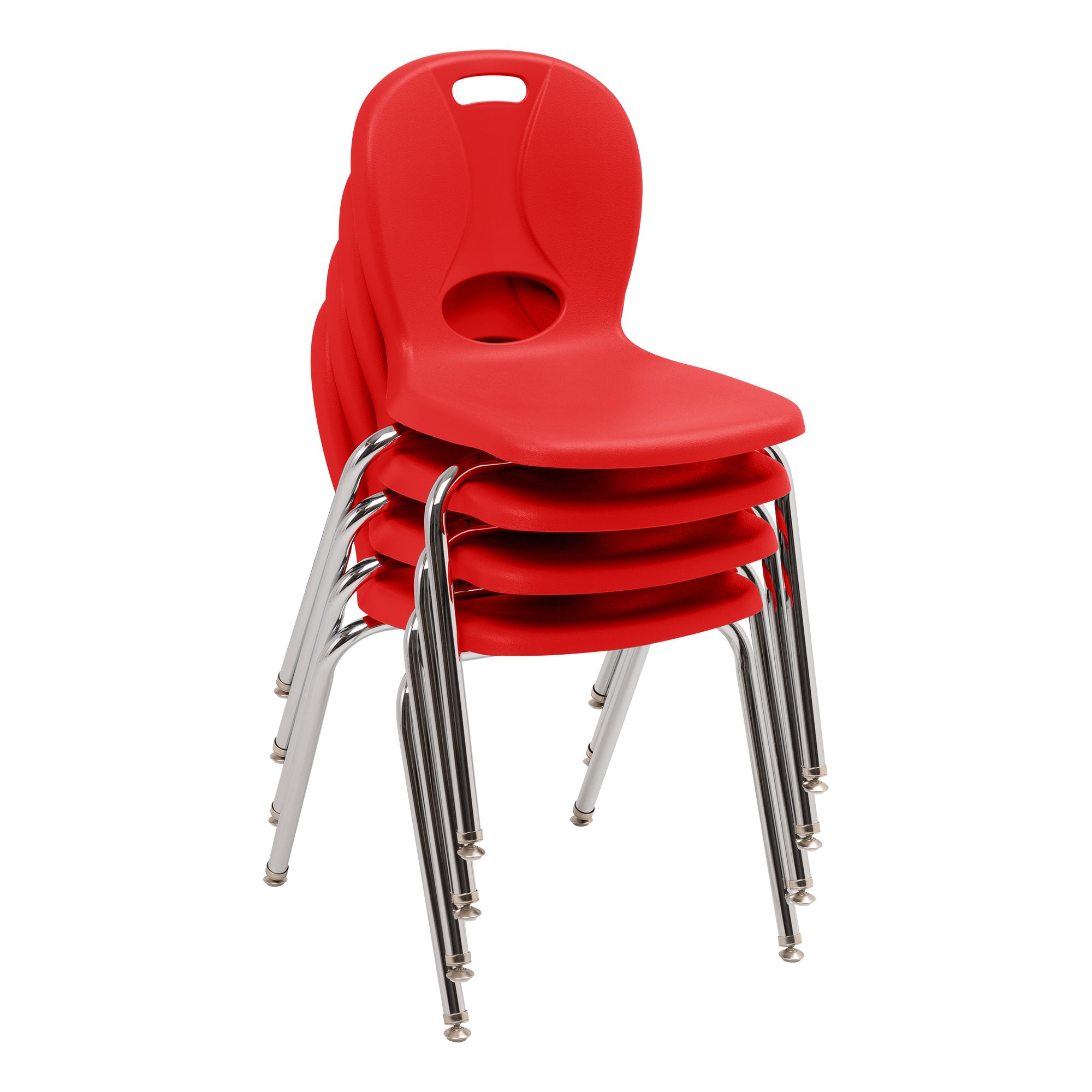 Learniture LNT-116-CSW-RD Learniture Structure Series Stackable School Chairs for Classroom, 16″ Seat Height, Red, Pack of 4