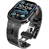 WINGLE Stainless Steel Bands for Apple Watch Band Ultra 3/2/1 Band Ultra 49mm Series 11 10 46mm 45mm 44mm 42mm SE 3/2/1 Series 9 8 7 6 5 4 3 2 Men, Classy Business Rugged Metal iWatch Bands, Black