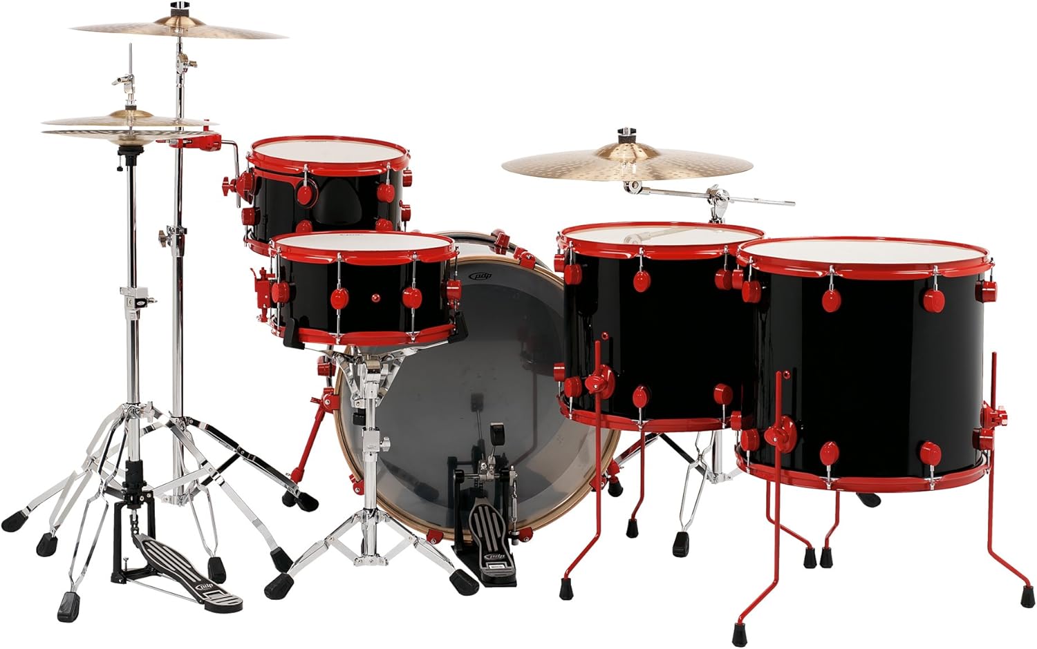 Pacific Drums by DW 805 SHELL PACK 24IN KICK BLACK W RED HW