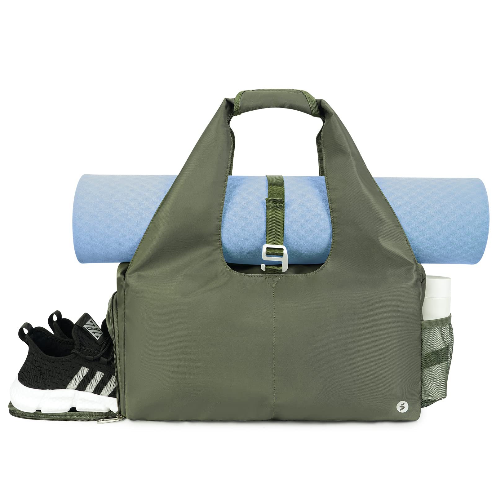 sportsnew Yoga Mat Tote Bag with Mat Holder, Gym Bag with Shoe Compartment & Wet Pocket, Lightweight Yoga Bag for Work, Gym & Travel
