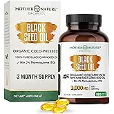 Mother Nature - Organic Black Seed Oil Capsules, 3 Month Supply, Cold Pressed, High TQ, 100% Turkish, Black Cumin Nigella Sativa Oil for Immune Support, Joint, Digestive Health,1000mg Capsule, 180ct