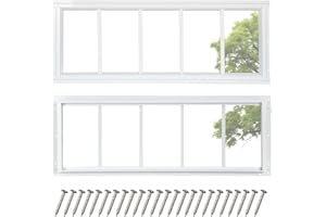 COLORPAPA 2 Pack Shed Windows, 10"x29" Transom Window Fixed Design with Tempered Glass for Shed, Chicken Coop, Playhouse, Household, Garage, Barns (White)