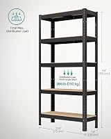 SONGMICS 5-Tier Steel Shelving Unit 650 kg Load 30 x 75 x 150 cm Blue GLR30Q view 7
