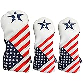 USA 1 3 X Golf Headcover Patriot Vintage Retro Patriotic Driver Fairway Wood Head Cover