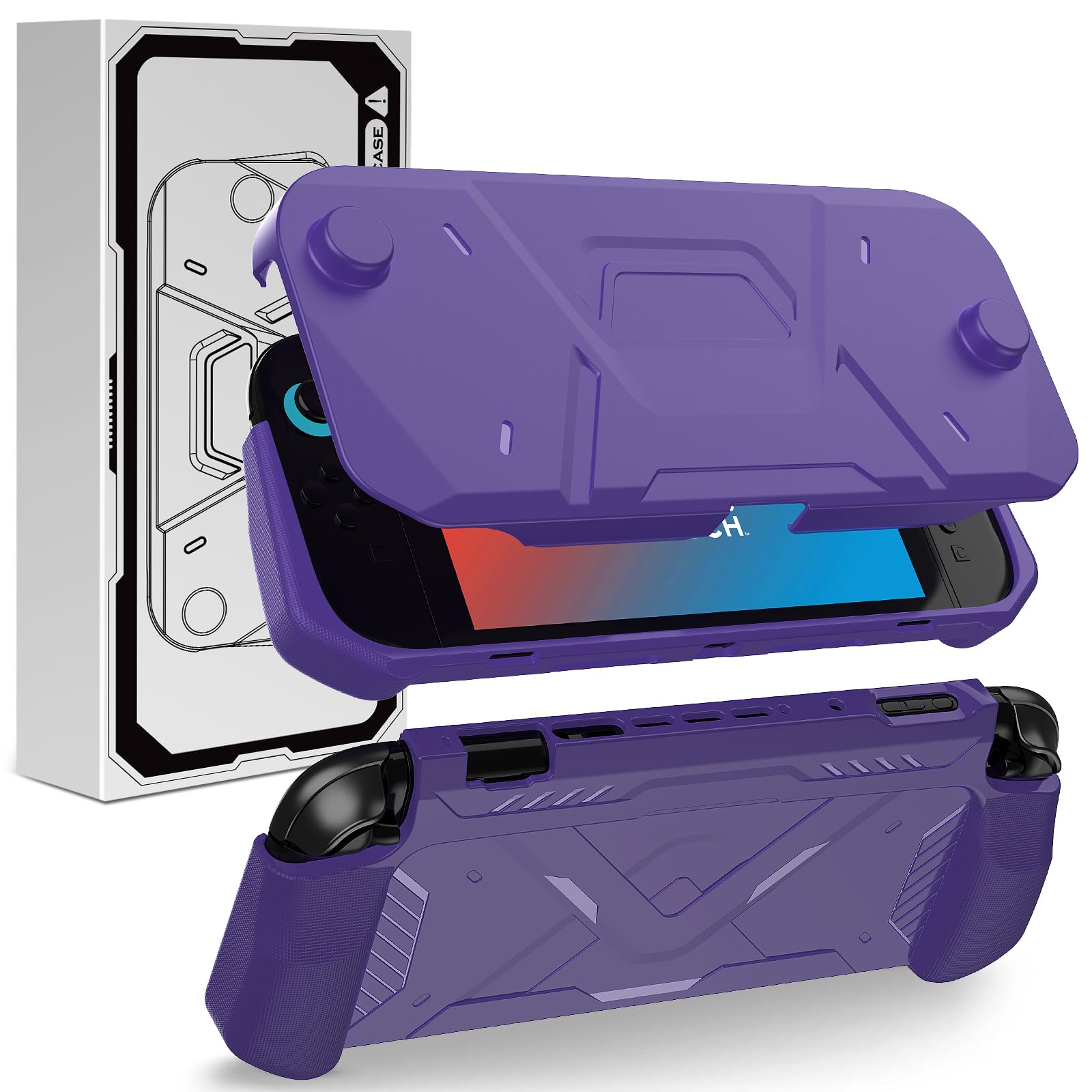 DJ&RPPQ for Nintendo Switch 2 Case 2025, TPU + PC 2 in 1 Cover Protector, Anti-Scratch, Shock-Absorption, Ergonomic Grip Design, Easy to Install for Nintendo Switch 2, Purple