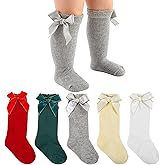 LGFKJNNJ Baby Girl Knee High Socks: Soft Cotton Infant Baby Long Socks Newborn Stockings with Bow & Ruffle Non-Slip for Kids