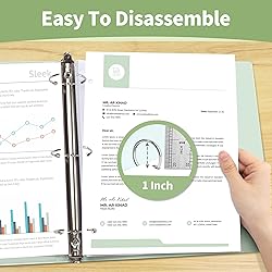 SUNEE 3 Ring Binder 1 Inch 1 Pack, Clear View