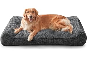 JOEJOY XL Orthopedic Dog Beds Large Sized Dog, Extra Thick Supportive Big Dogs Couch Bed with Sides, Ultra Soft Pet Bed Sofa for Large Dogs, Grey, 42''x30''