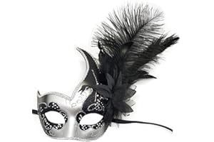 Awlsyj Women's Feather Masquerade Mask Venetian Halloween Mardi Gras Costumes Party Ball Prom Mask
