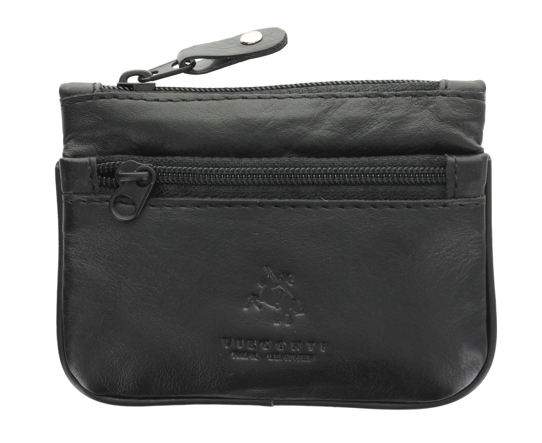 Visconti Leather Zip Top Coin Purse/Keycase CP3 Black