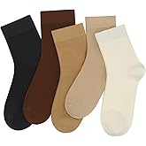 SERISIMPLE Women Thin Viscose Bamboo Socks Crew Lightweight Above Ankle Casual Dress Sock For Ladies Bootie Trouser 5 Pairs