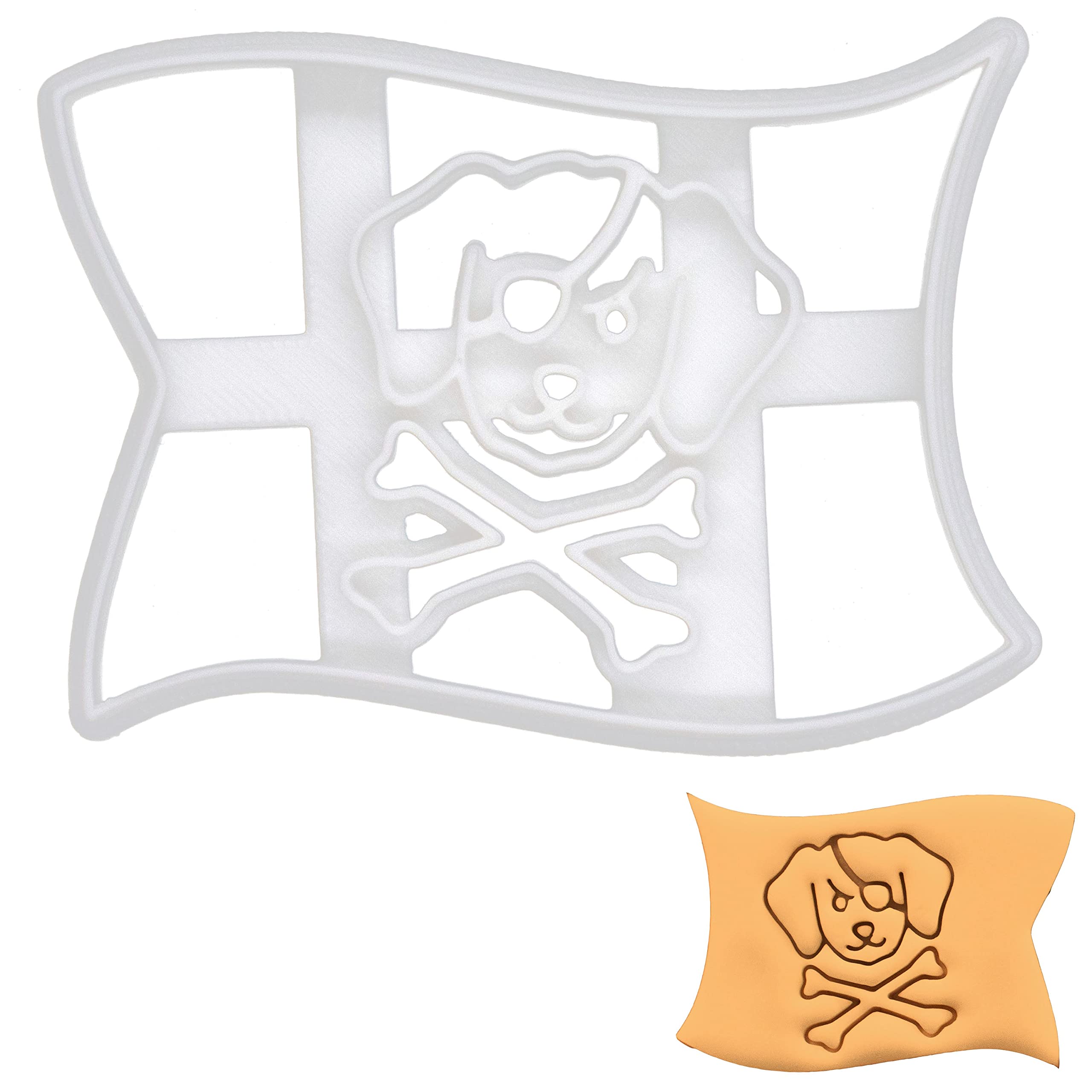BAKERLOGY Dog Pirate Flag Cookie Cutter - Detailed Biscuit Cutter Design for Baking and Crafts, Ideal on Fondant, Dough, Clay