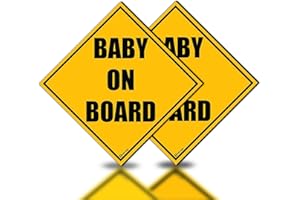 Zento Deals 2 Pack of Baby on Board Reflective Bright Yellow Magnetic Signs for Car - Best Safety Sign Accessories for Cars 5’’ by 5’’