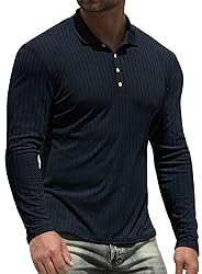 NITAGUT Men's Polo Shirts Long Sleeve Casual Slim