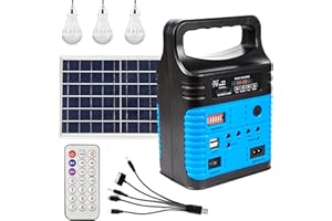 UPUSA Portable Power Station,Solar Generator with Panels included,LiFePO4 Lithium Battery Pack Small Solar Powered Generator with DC/USB Outlets,LED Flashlight for Home Use,Outdoor Camping Quiet(Blue)