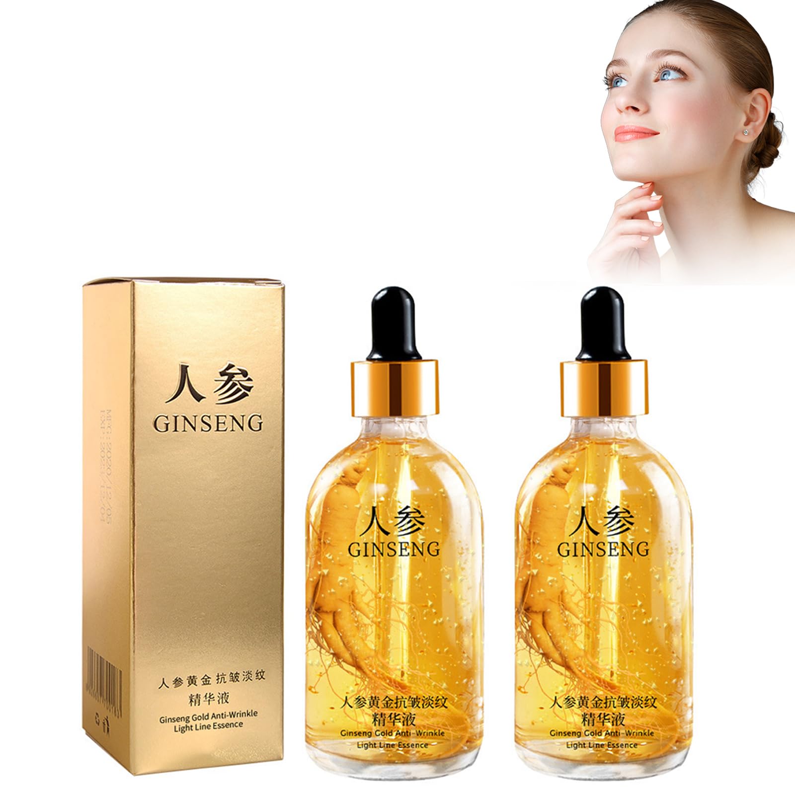 Grgowe 2 pieces Ginseng Anti Wrinkle Serum,Peptide Anti Wrinkle Ginseng Serum,Ginseng Polypeptide Anti-Ageing Essence,Ginseng Essence,Ginseng Serum,Peptide Anti Wrinkle Ginseng Serum for all skin type