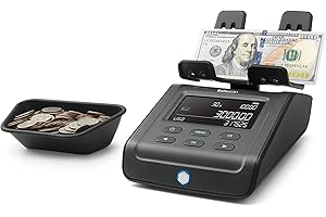 Safescan 6165 Advanced Money Counting Scale, Counts Bills, Coins, Coin Rolls and Bill Bundles, Multi-Currency, Easy to Update, Clear Display Panel, 3 Year Warranty