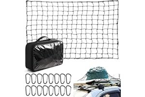 4x6 Ft Latex Cargo Net with 16 Aluminum carabiners,Small 4"x4" Mesh,5mm Cord,Cargo Net for Pickup Truck Bed and SUV Rooftop T