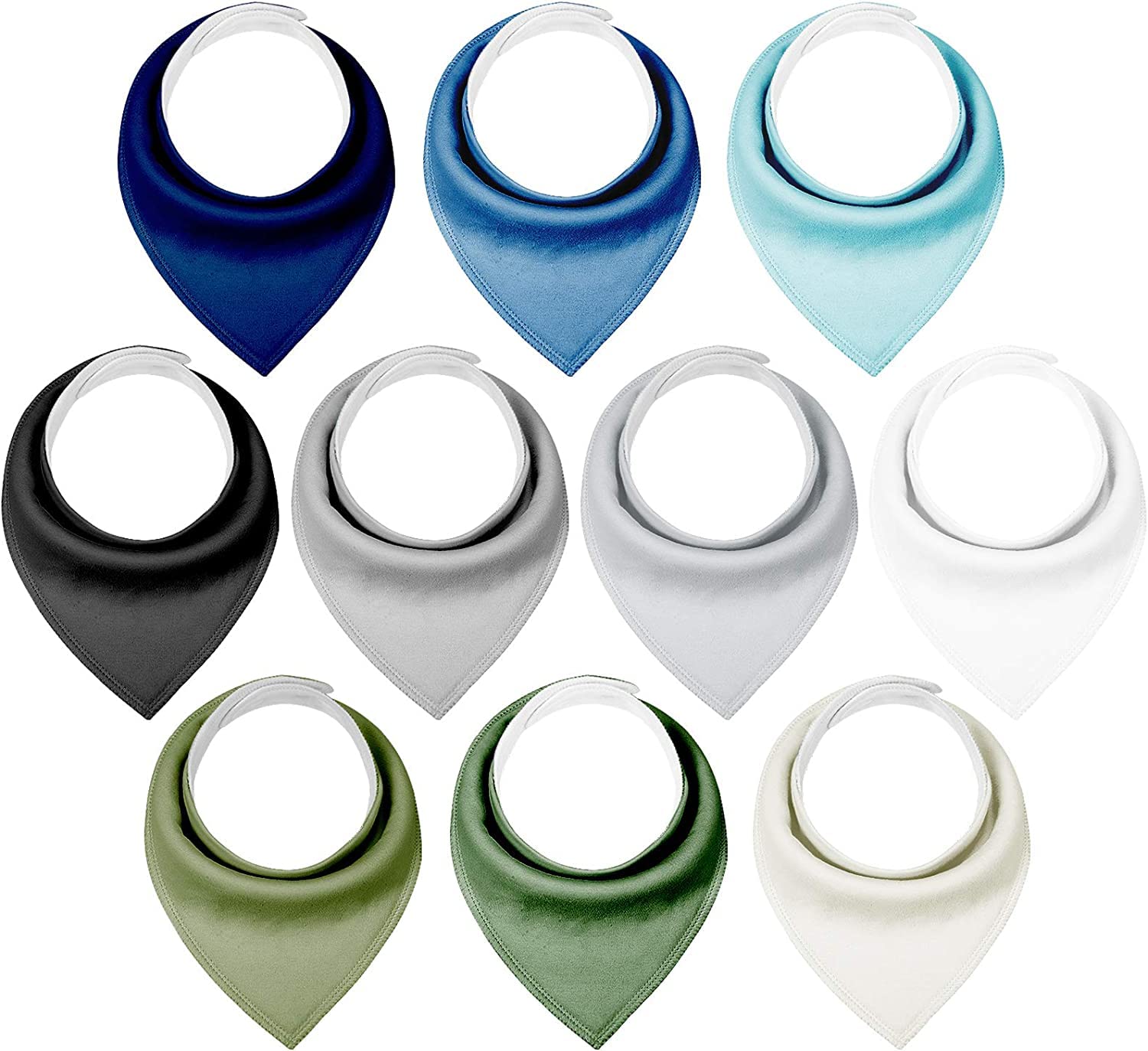 Yoofoss Baby Bibs 10 Pack Dribble Bandana Bibs 100% Cotton for Boys Drool Bib for Teething Soft and Absorbent with Adjustable Snaps